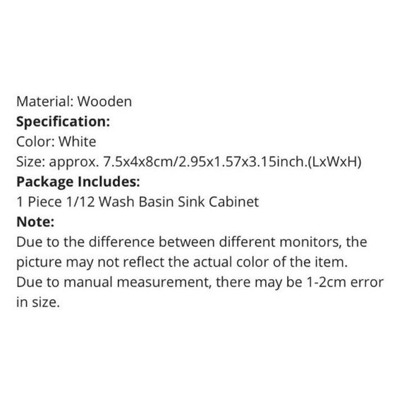 Dollhouse White Bathroom Vanity 1:12 Scale New - Picture 11 of 11